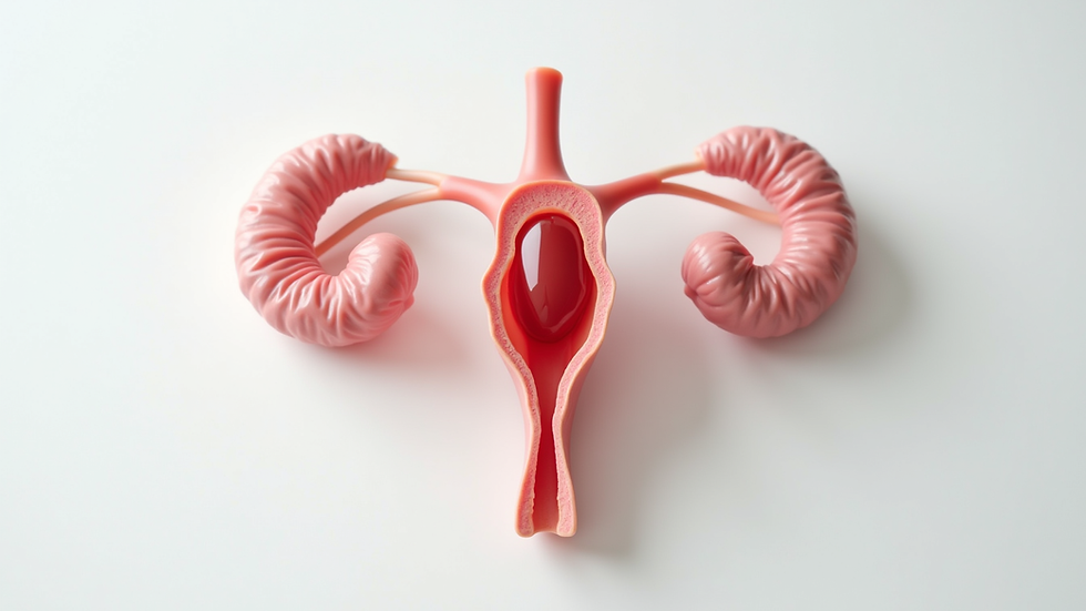 Close-up view of adrenal glands model on a white background
