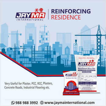 Jay Ma Fiber is used in Plaster, PQC, PCC, Concrete flooring, Concrete roads, Industrial flooring etc