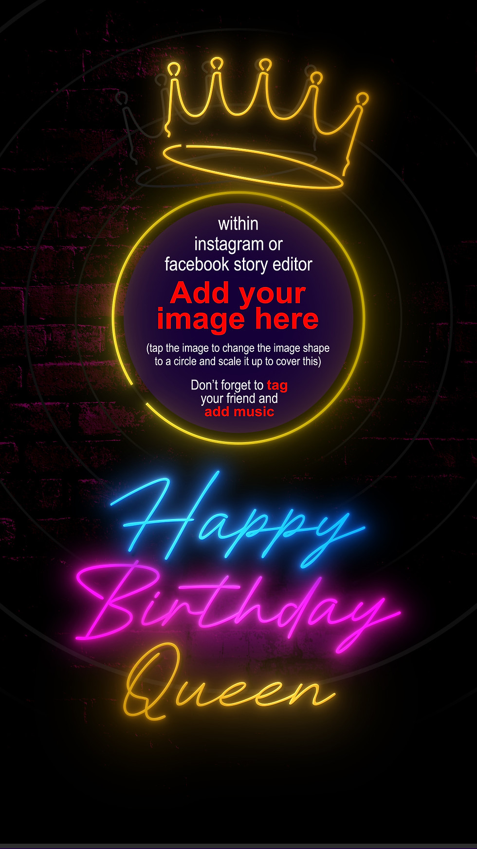 Thumbnail: Happy Birthday - Neon Queen - Animated Story template