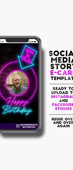 Happy Birthday - Neon signs - You is old - Animated E-card template