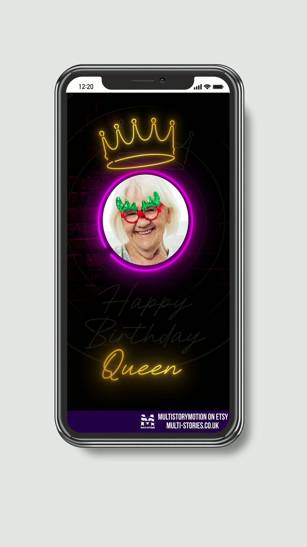 Thumbnail: Happy Birthday - Neon Queen - Animated Story template