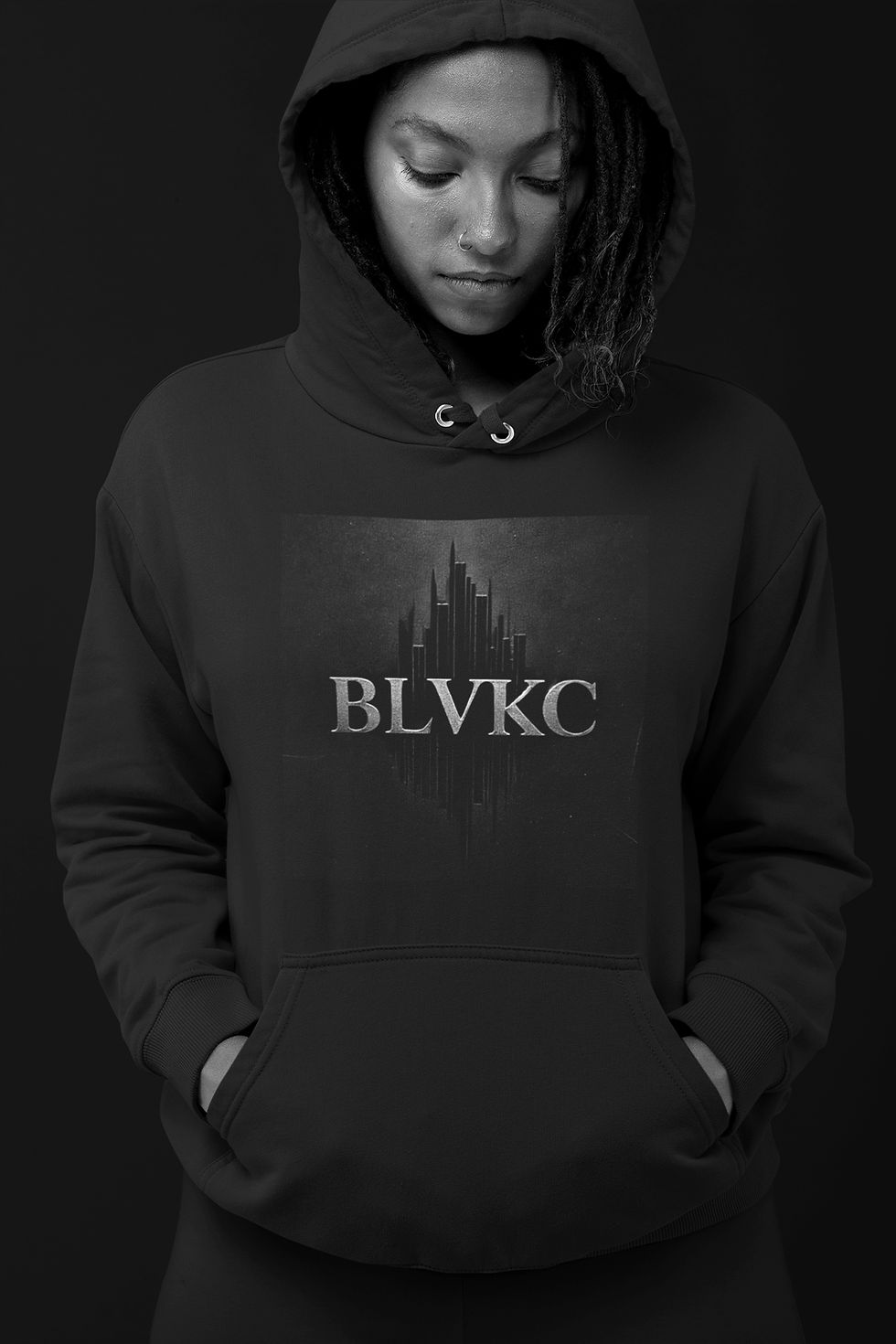 Thumbnail: BLVKC ON BLVKC HOODIE - BLVKC KARD HOODIE ONLY