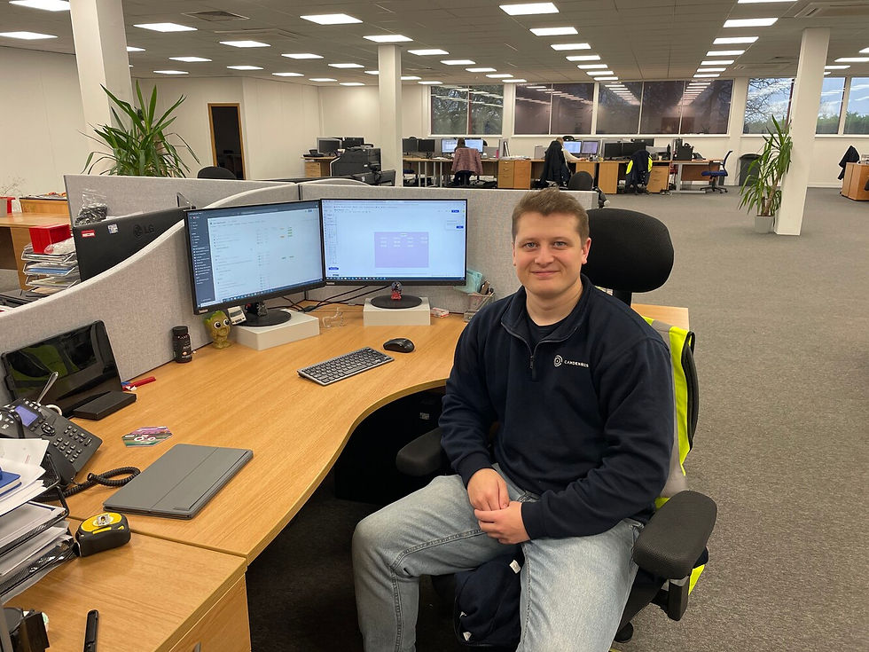 An apprentice at his desk in CamdenBoss