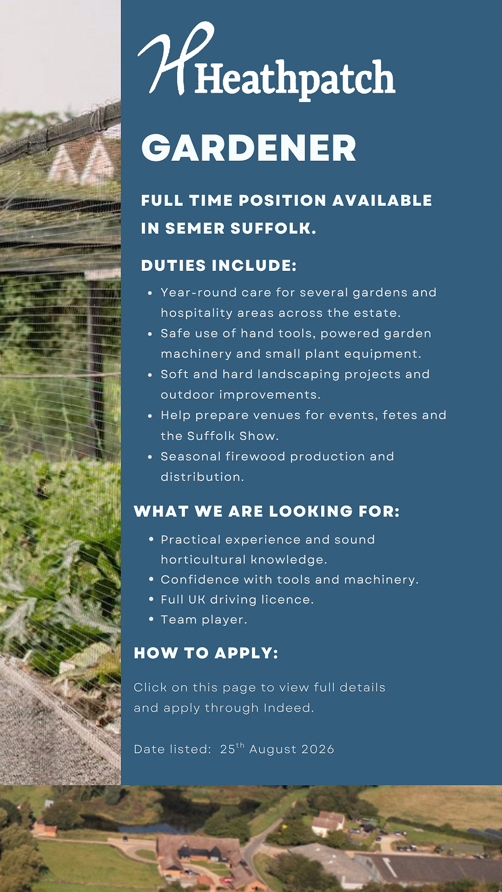 advert for a gardener