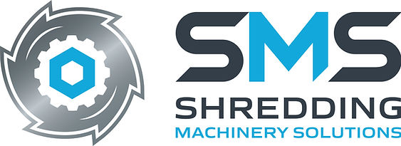 Logo for Shredding Machinery Solutions Ltd in blue, black and white with a drawing of a shredder blade.