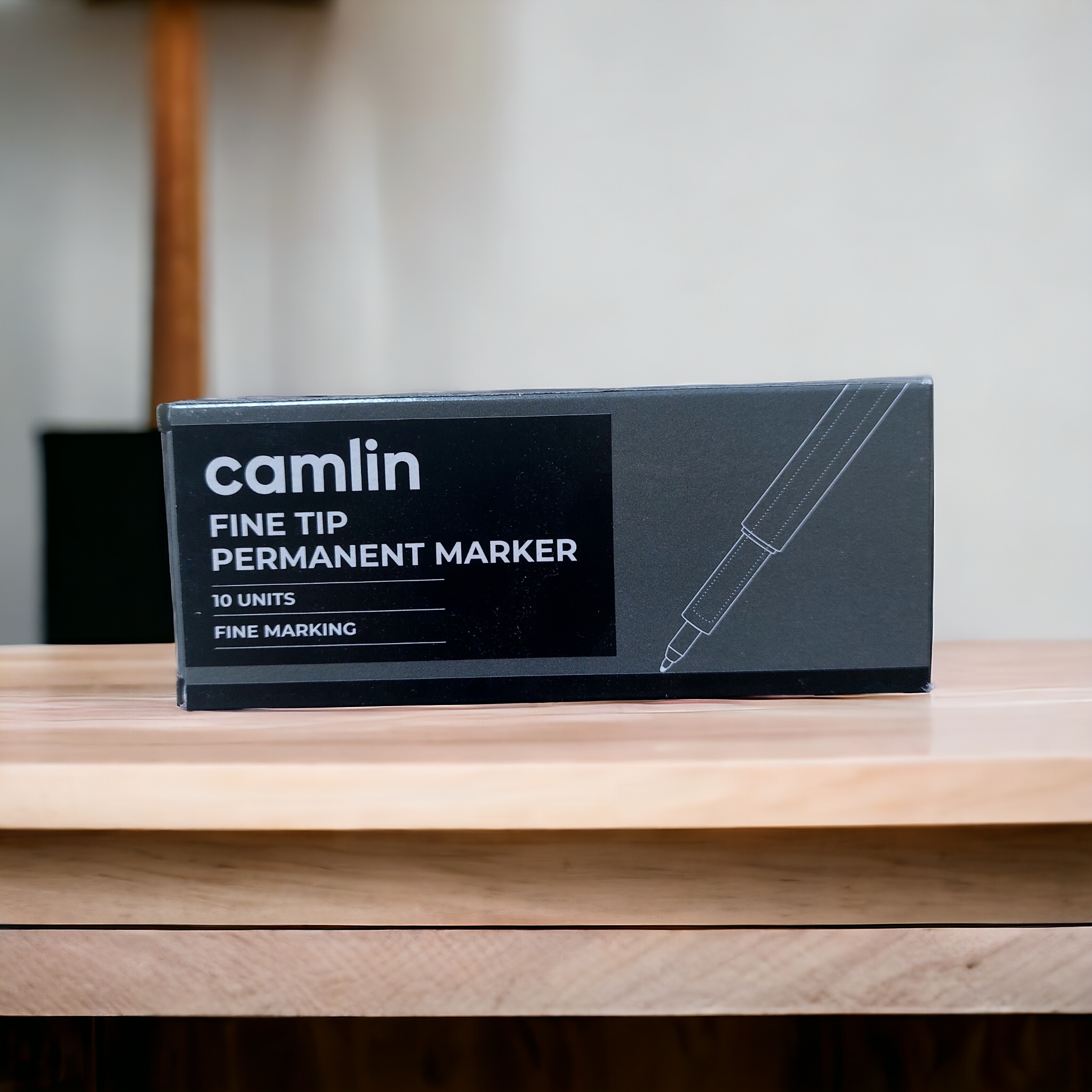 Camlin Fine Tip Permanent Marker (Black) (Set of 10)