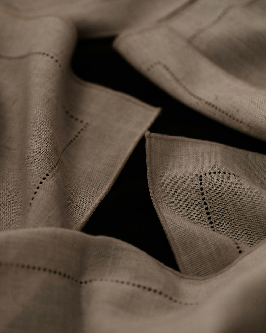 Hemstitch Linen Napkins, Set of Four