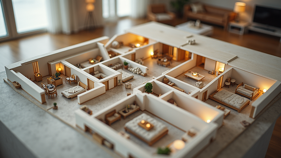 Plano detallado de un hotel con áreas comunes y habitaciones