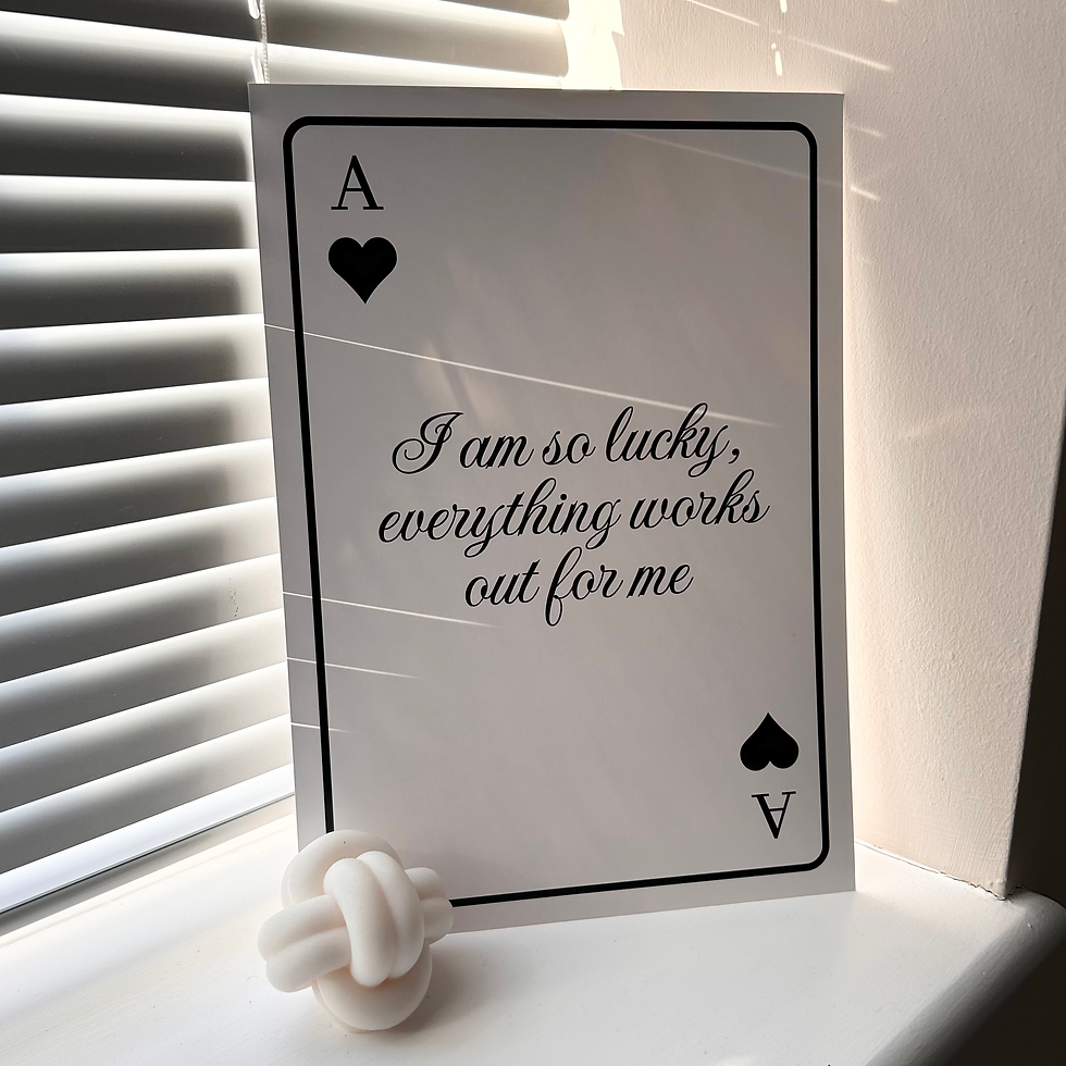 Thumbnail: White lucky girl playing card A4 print