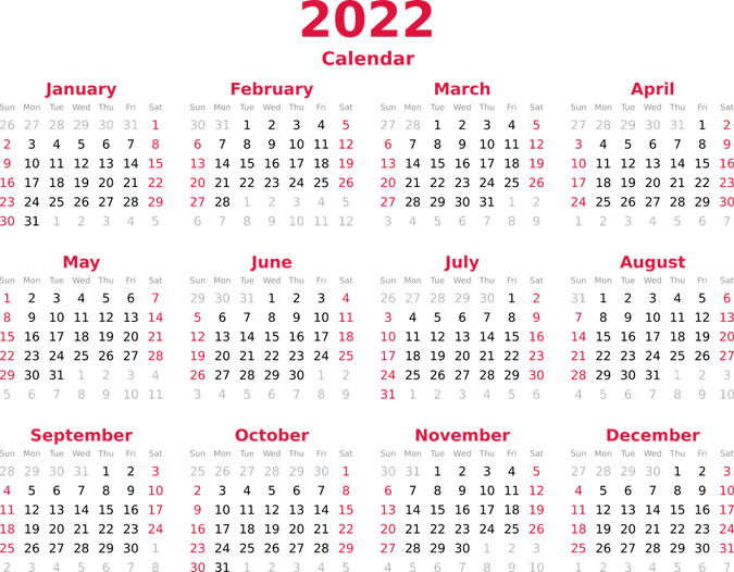 calendar for the course