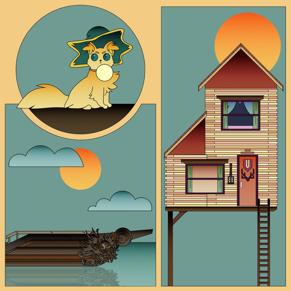 illustration of elements of the game spiritfarer