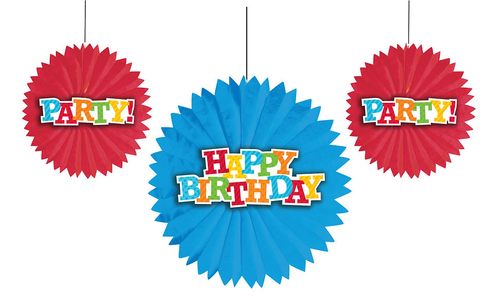 Happy Birthday Tissue Fan w/Attachments (3ct)