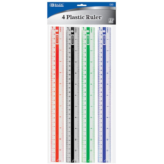 Rulers 12" Plastic 4 Count