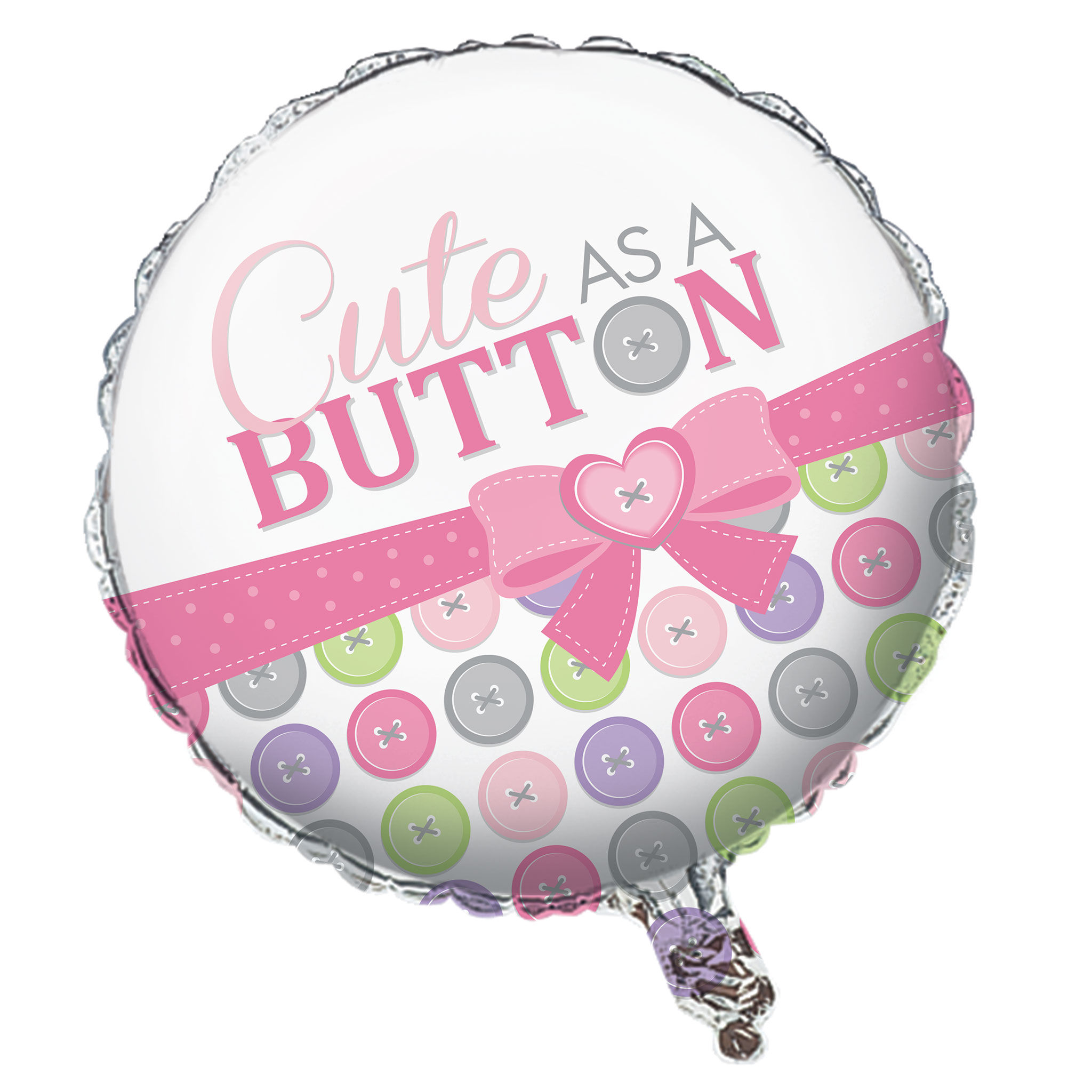 Cute as a Button Girl 18" Foil Balloon