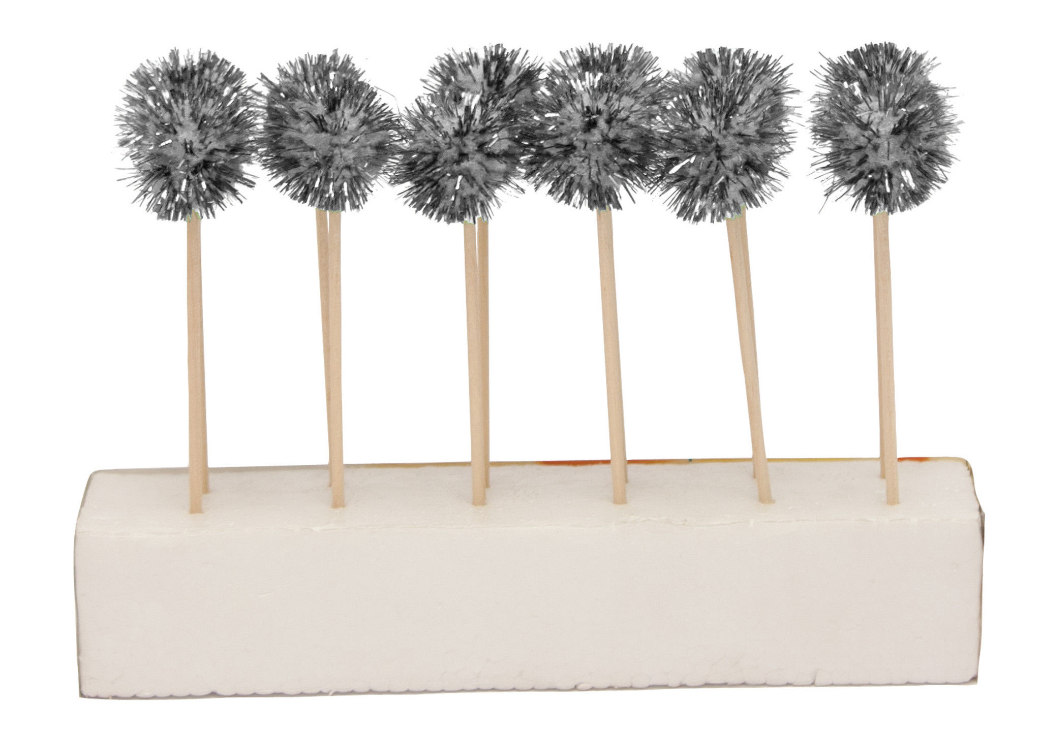Glitz Silver Pom Pom Cocktail Pick (12ct)