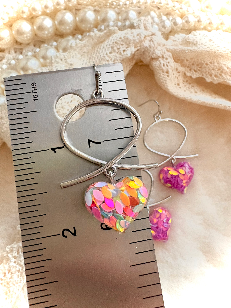 Thumbnail: Cupid’s Confetti • Heart Dangle Earrings 