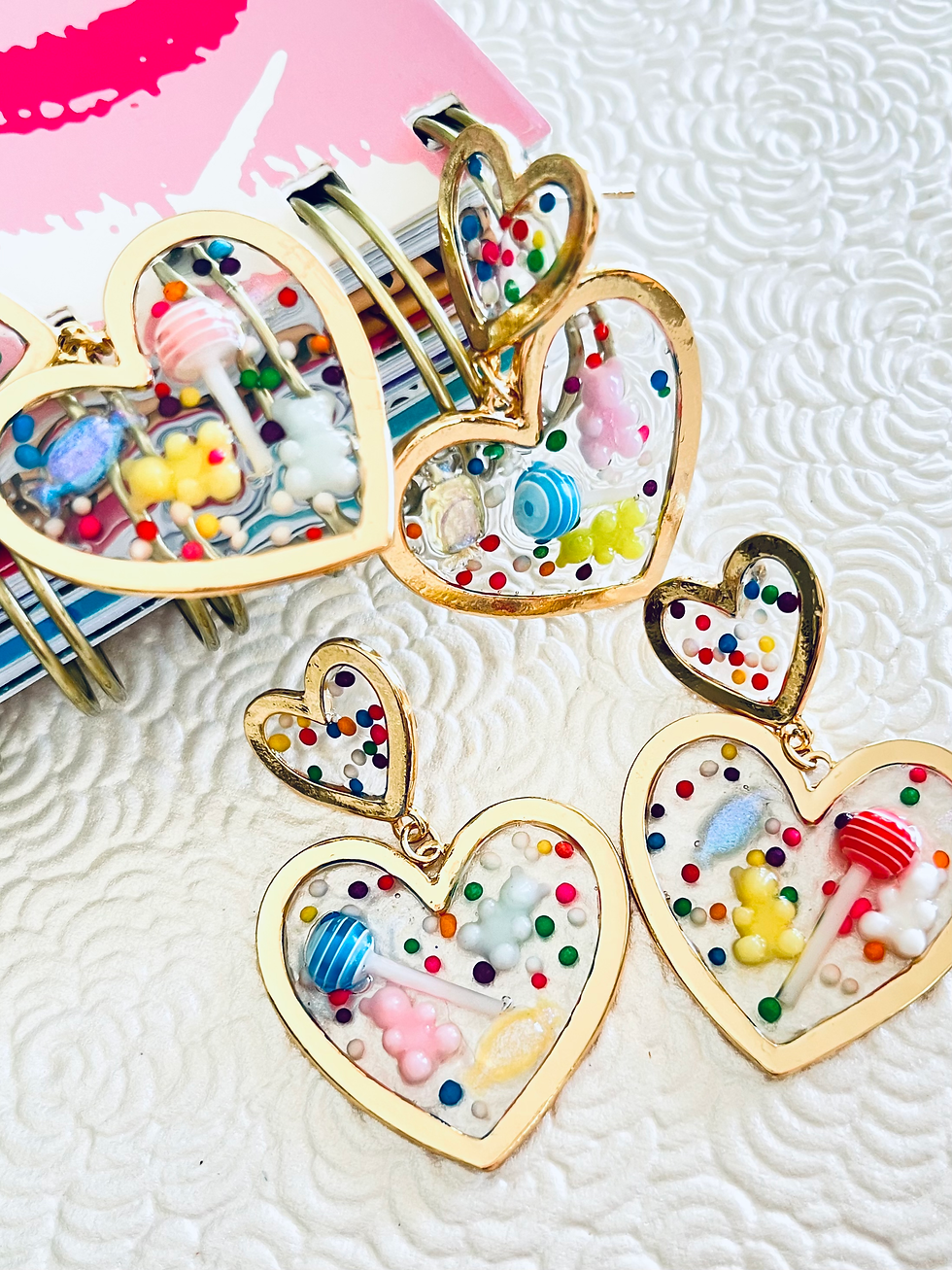 Sweet Hearts • Candied Resin Heart Dangles