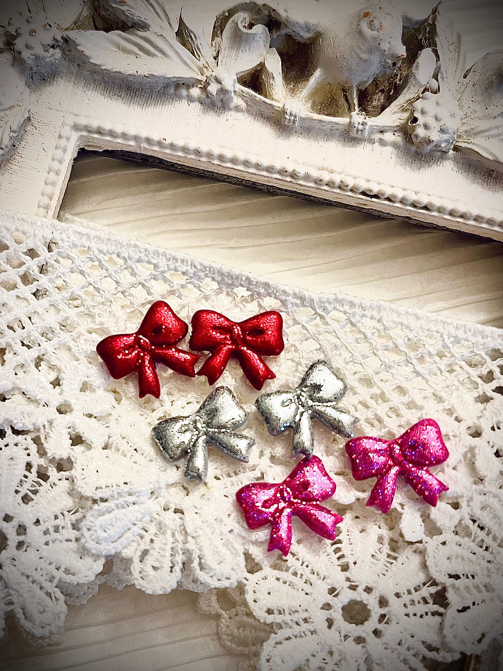 Thumbnail: Time to Shine • Clay + Glitter Bow Stud Earrings