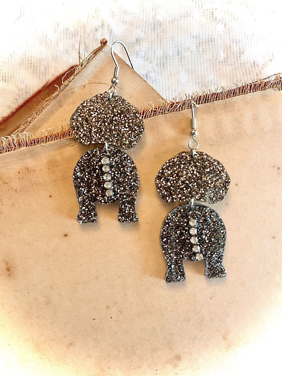 Thumbnail: Wiggle Bottoms • Dog Dangle Acrylic Earrings 