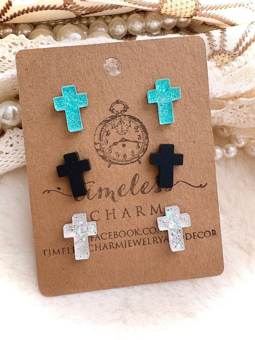 Thumbnail: Cross My Heart • Trio Stud Pack • Faith Acrylic Earrings 