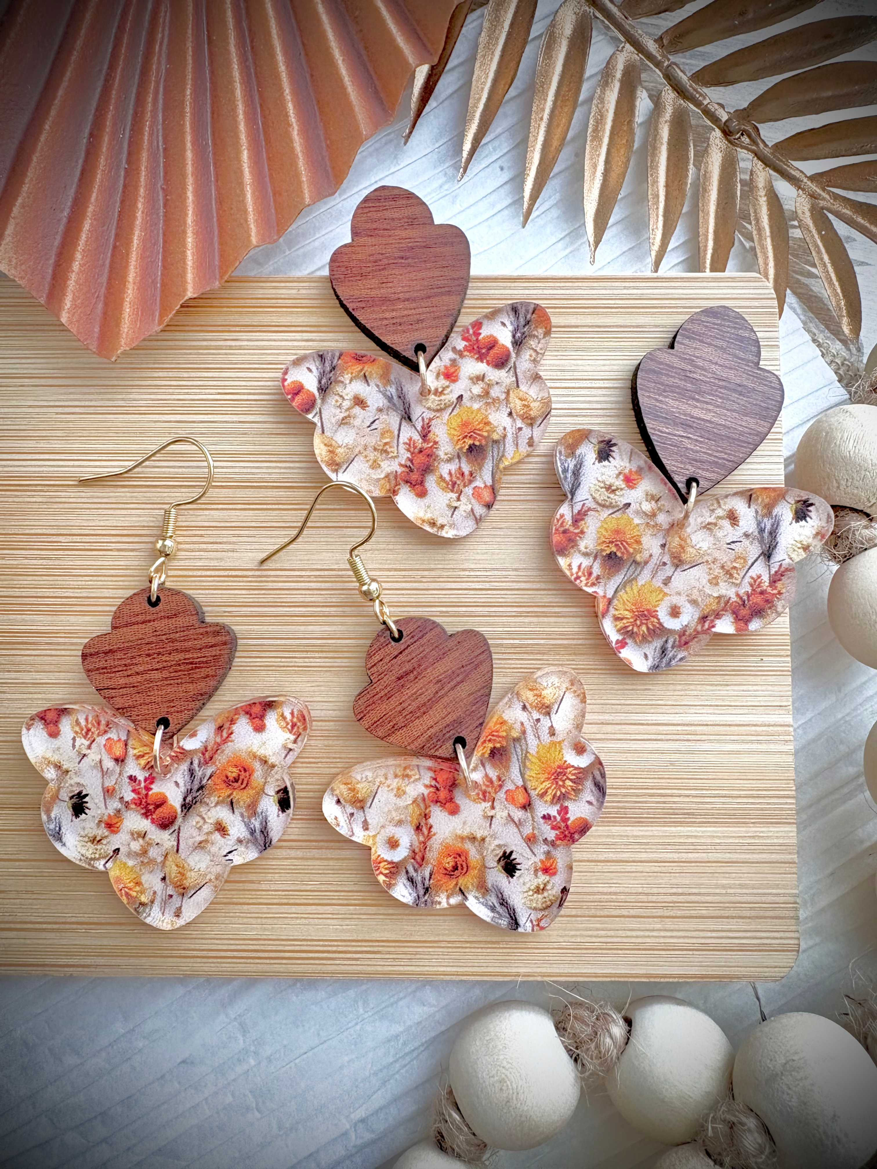 Fall Feels • Wood & Acrylic Fall Dangke Earrings 