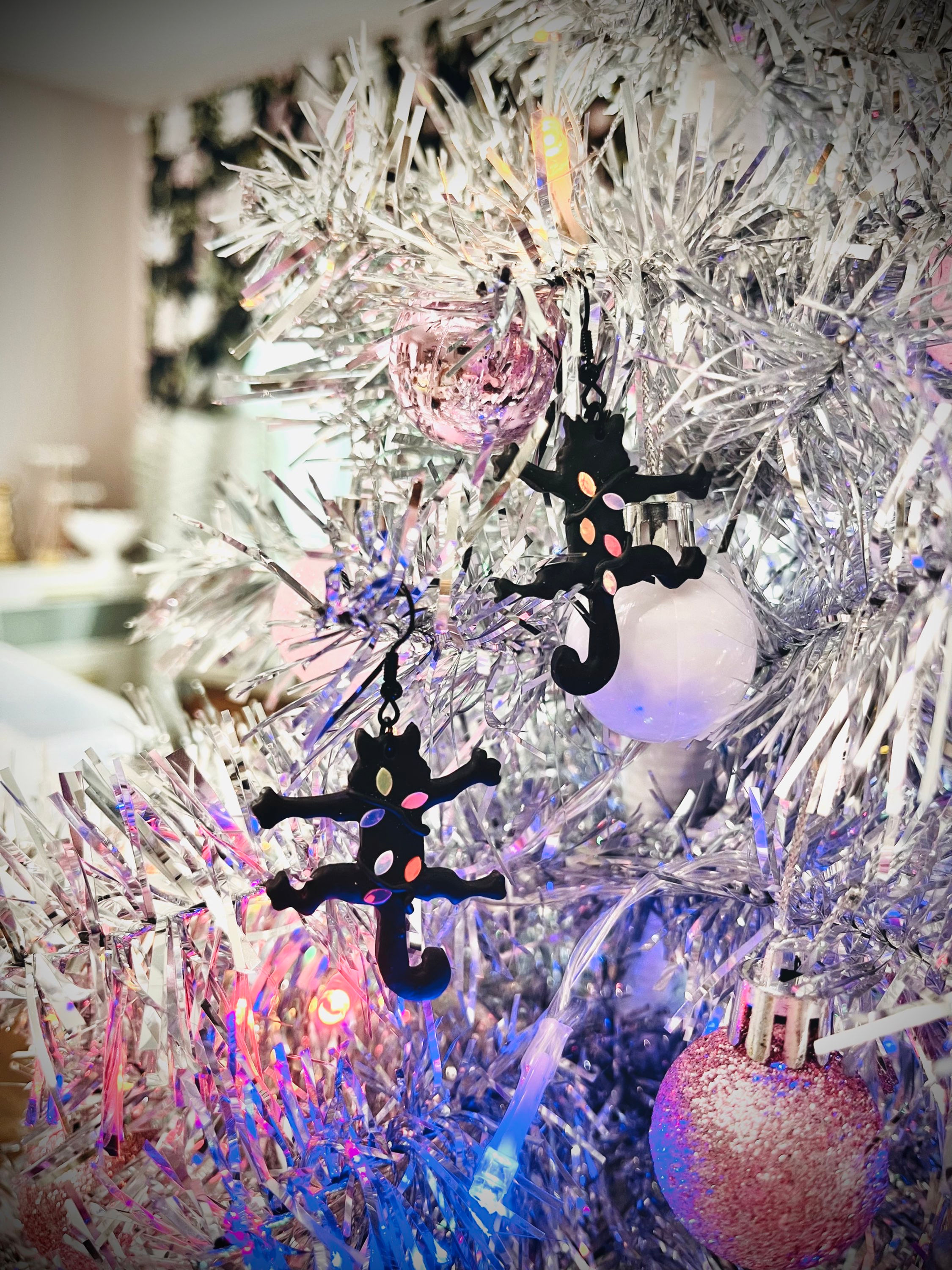 She Just Spent Them All • Fried Cat Christmas Clay Earrings 