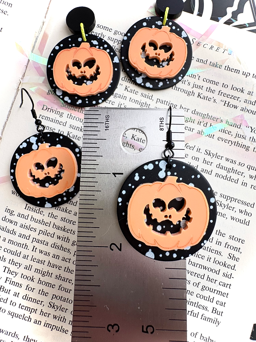 Thumbnail: Spooky Season Styles • Bats, Ghosts, & Pumpkins Acrylic Dangke Earrings 