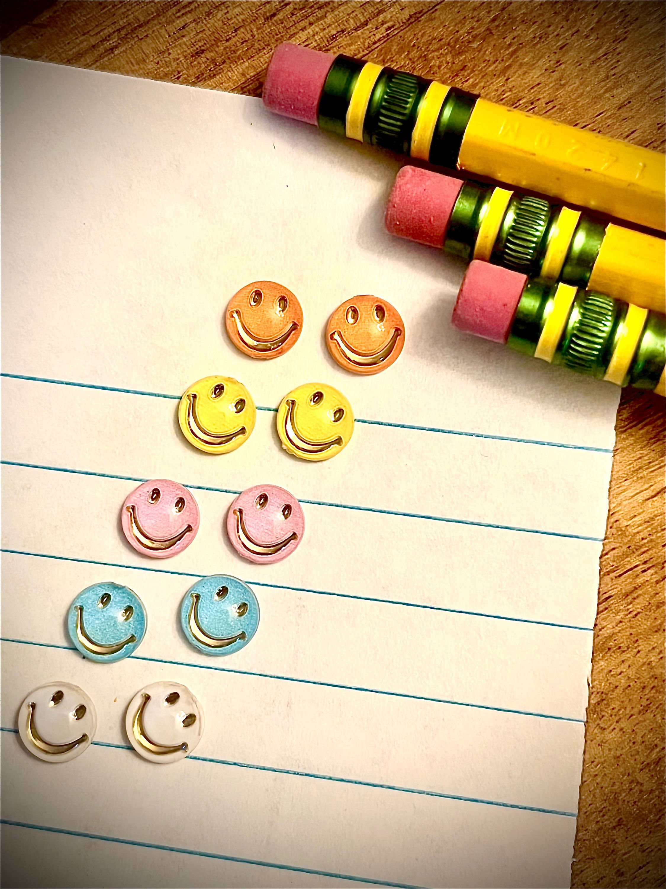 Mini Happy Face Studs {Set of 3}