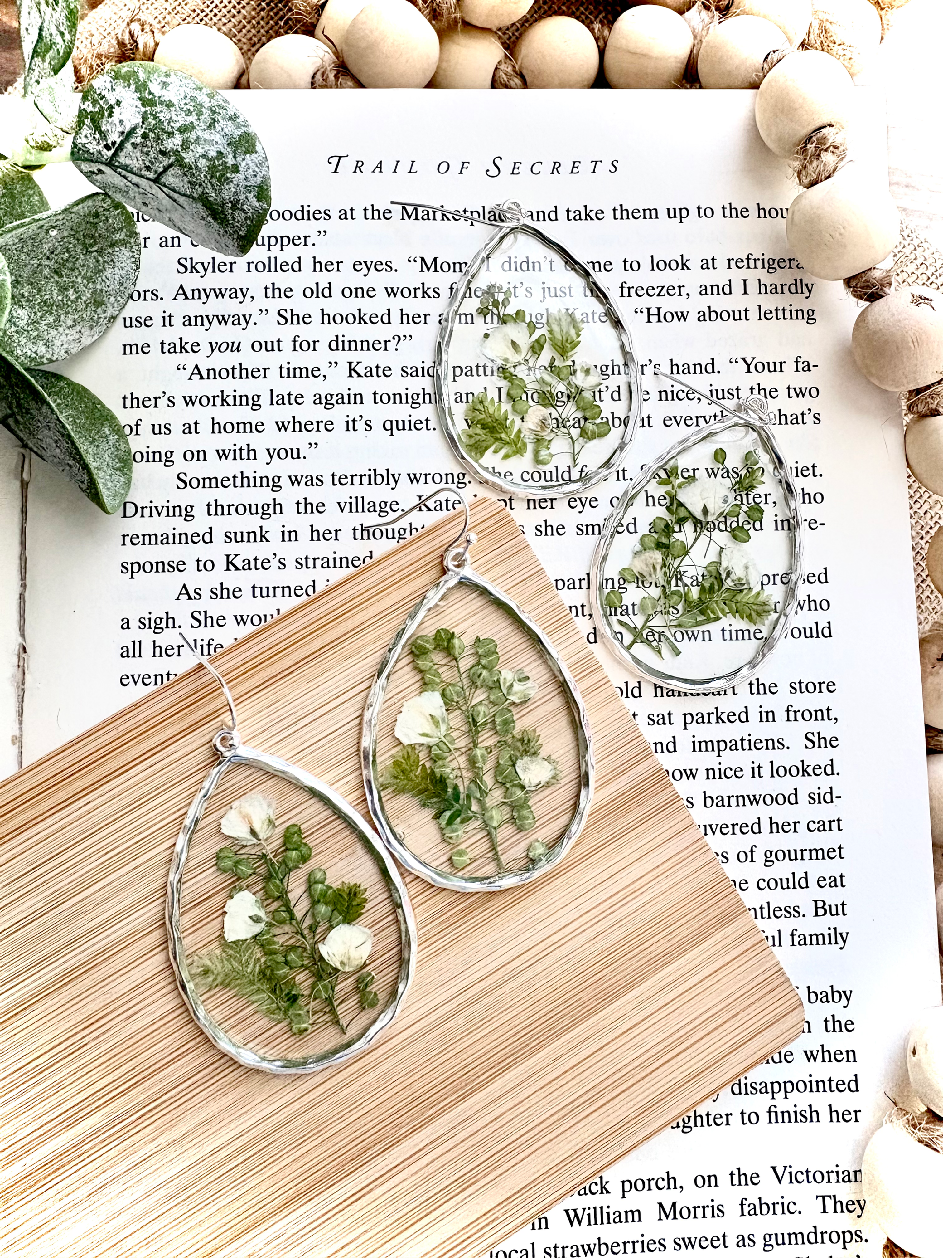 Mint To Be • Dried Pressed Flowers, Dangle Earrings