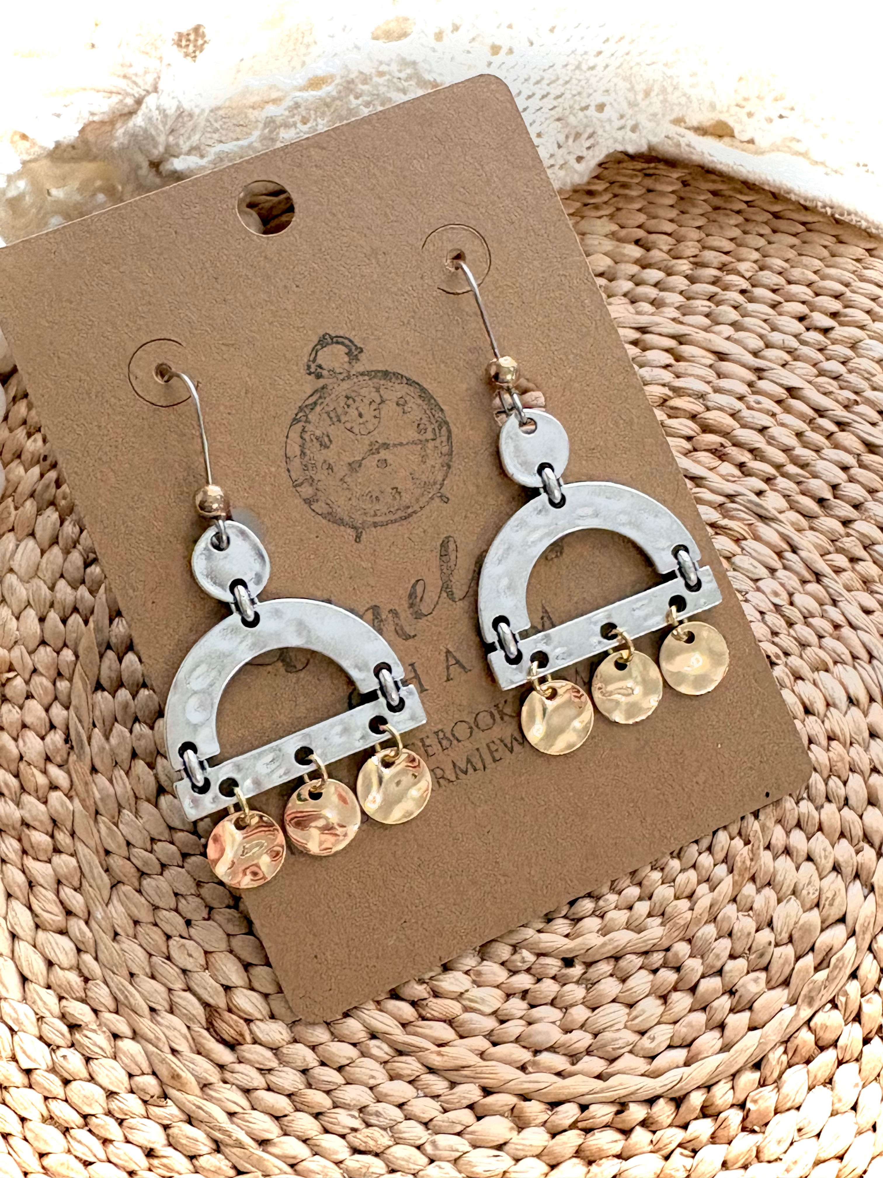 Almost Famous Mixed Metals • Hammered Metal Silver & Gold Earrings 