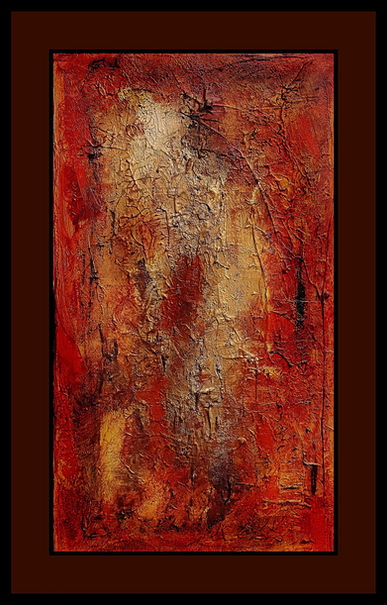 This painting of an oxidised metal plate is perfect for creating a bold and eye-catching statement piece in any room. The metal has been painted with a blend of bright orange and dark oxidised tones, creating a unique and stunning finish. The metal also has a natural finish which helps to bring out the vibrancy of the orange paint. This piece of art is sure to be a conversation starter in any home. It is a great choice for anyone looking to bring a modern and contemporary feel to their space.
Acrylic paint on an aluminium plate | Black coloured metal art box frame 23x42cm | Available.