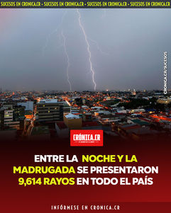 Entre la noche y la madrugada se presentaron 9,614 rayos en todo el país