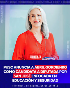 PUSC anuncia a Abril Gordienko como candidata a diputada por San José enfocada en educación y seguridad