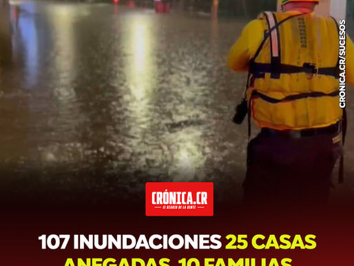107 inundaciones, 25 casas anegadas, 10 familias albergadas y esta tarde habrá más aguaceros