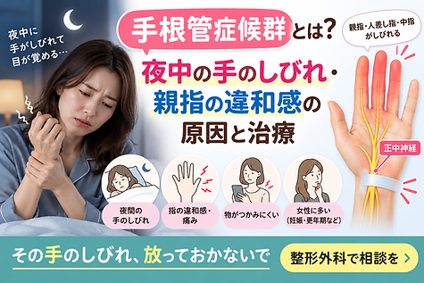 手根管症候群とは?夜中の手のしびれ・親指の違和感の原因と治療