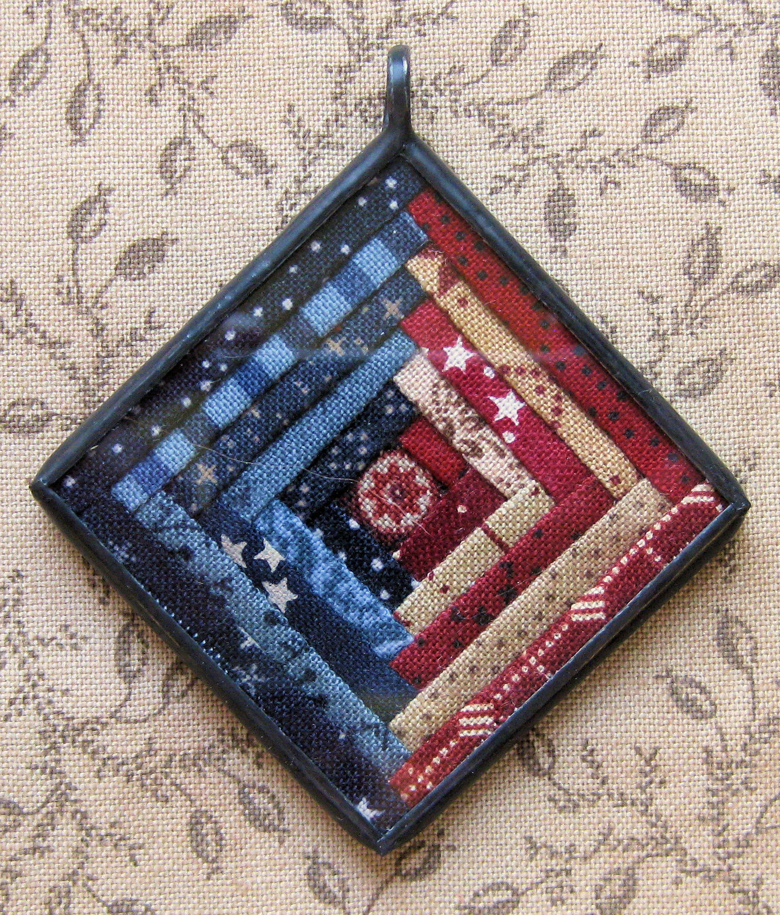 Patriotic Log Cabin Pendant