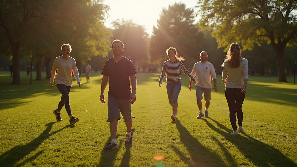 High angle view of a team enjoying a group outing in a park