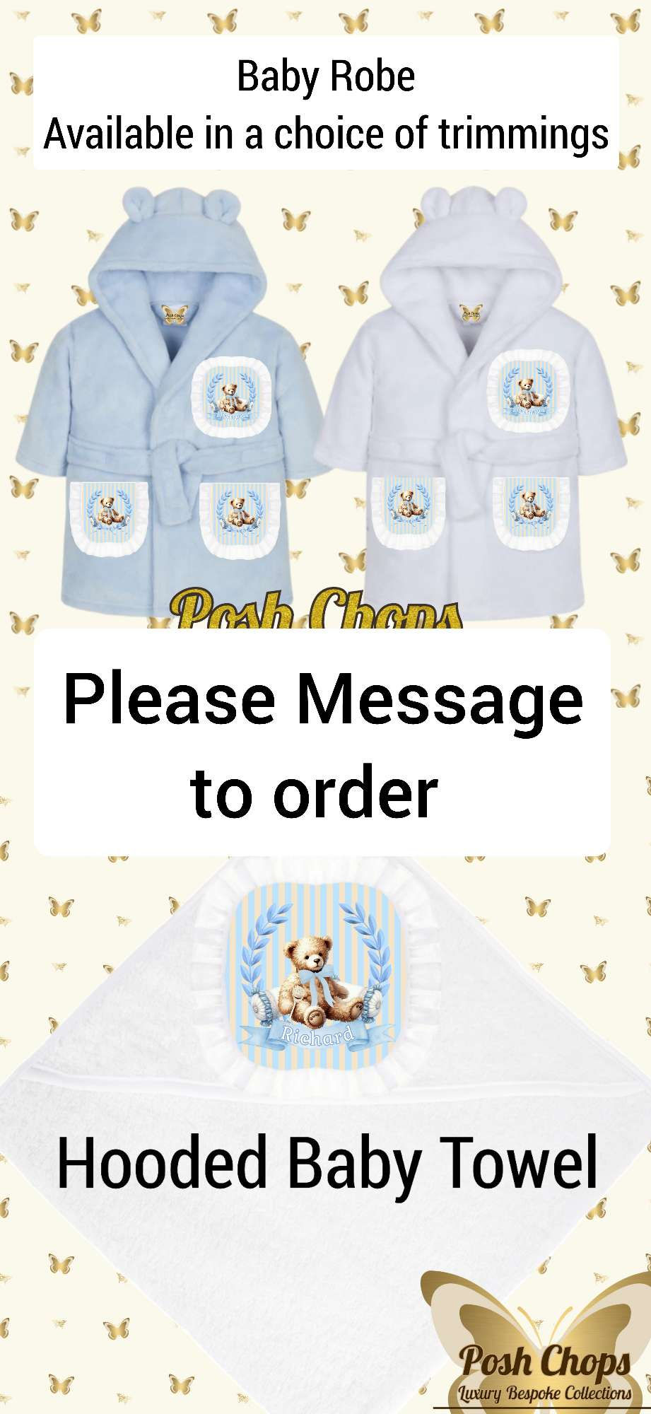 Thumbnail: Posh Baby Bespoke Blue Charming Bear Bathware and Changing