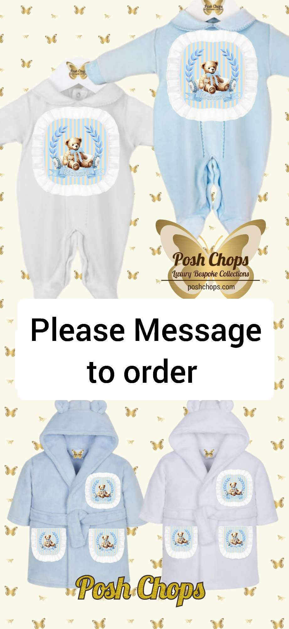 Thumbnail: Posh Baby Blue Charming Bear Bespoke Collection