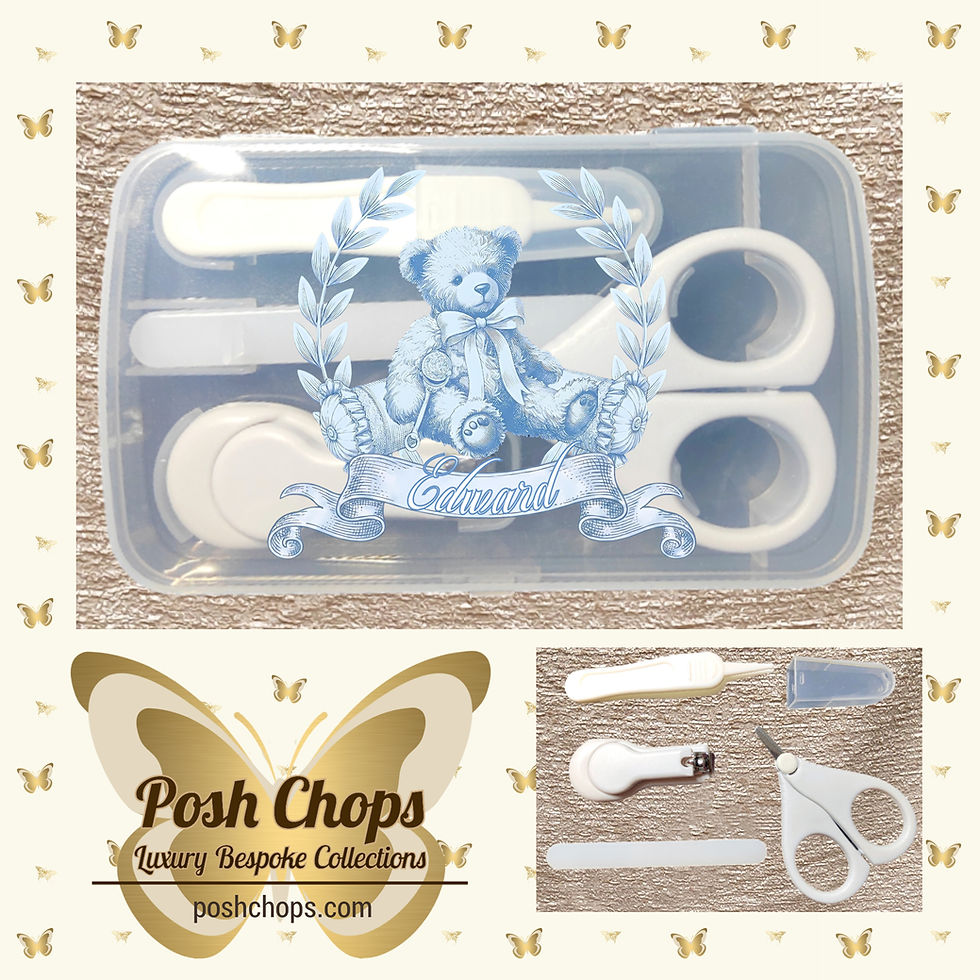 Thumbnail: Posh Baby Charming Bear Toile Blue Bathware and Changing