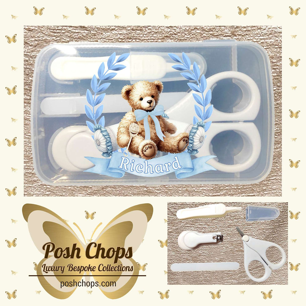 Thumbnail: Posh Baby Bespoke Blue Charming Bear Bathware and Changing