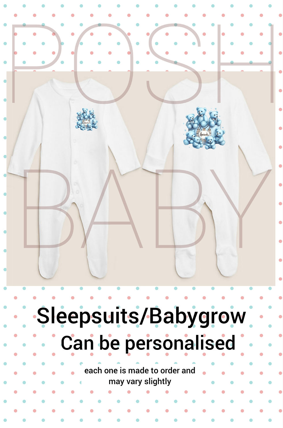 Thumbnail: Posh Baby Blue H Bear Bespoke Collection
