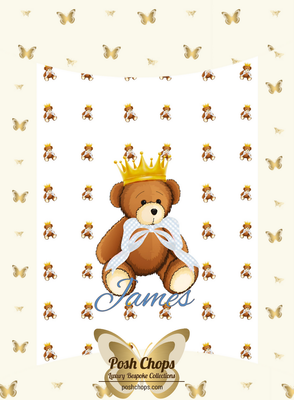 Thumbnail: Posh Baby Bespoke Royal Bear Baby Bathware and Changing Mats Collect