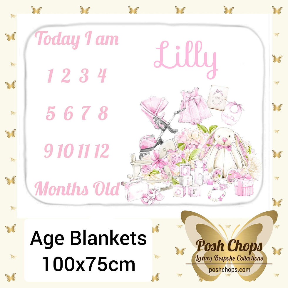 Thumbnail: Posh Baby Blue or Pink Full of Fun Age Blanket 