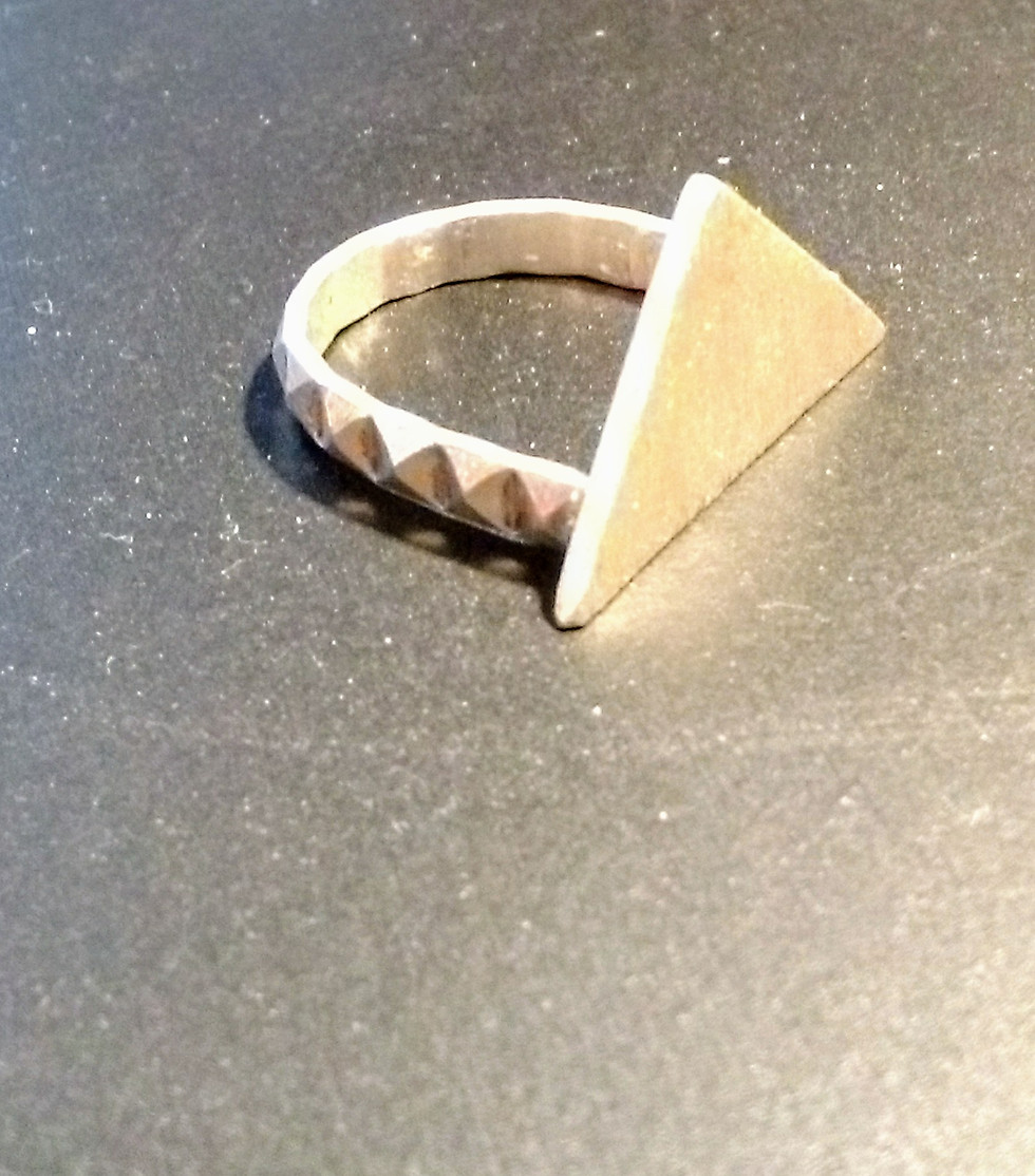 Thumbnail: Sterling silver triangle pyramid ring