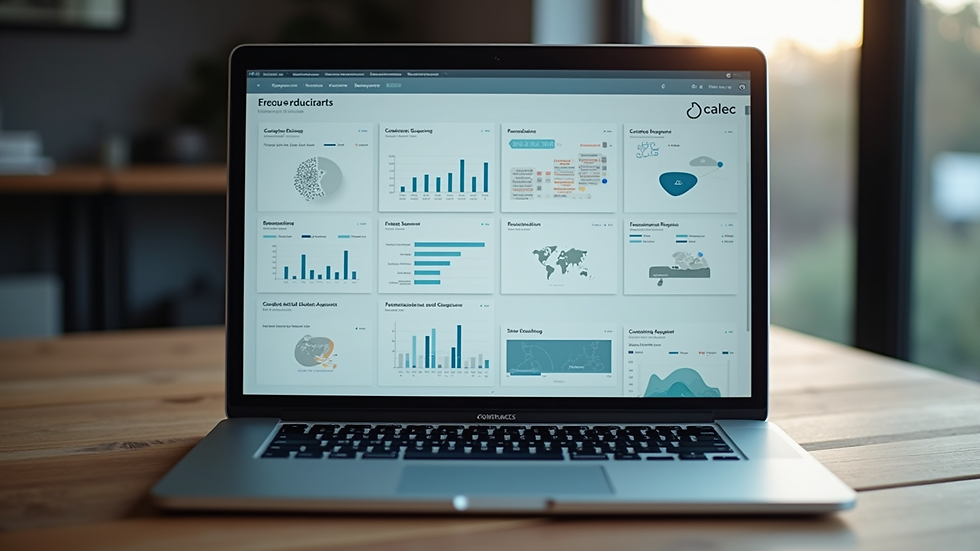 High angle view of a laptop screen showing fleet management software dashboard