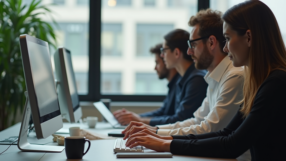Image of diverse professional team collaborating remotely