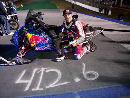 FOX® Lands Levi LaVallee and His Snowmobile Safely After Flying a World-Record Distance of 412 Feet,