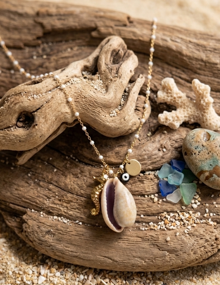 Miniature : Collier Cauris Authentique – Esprit Océan