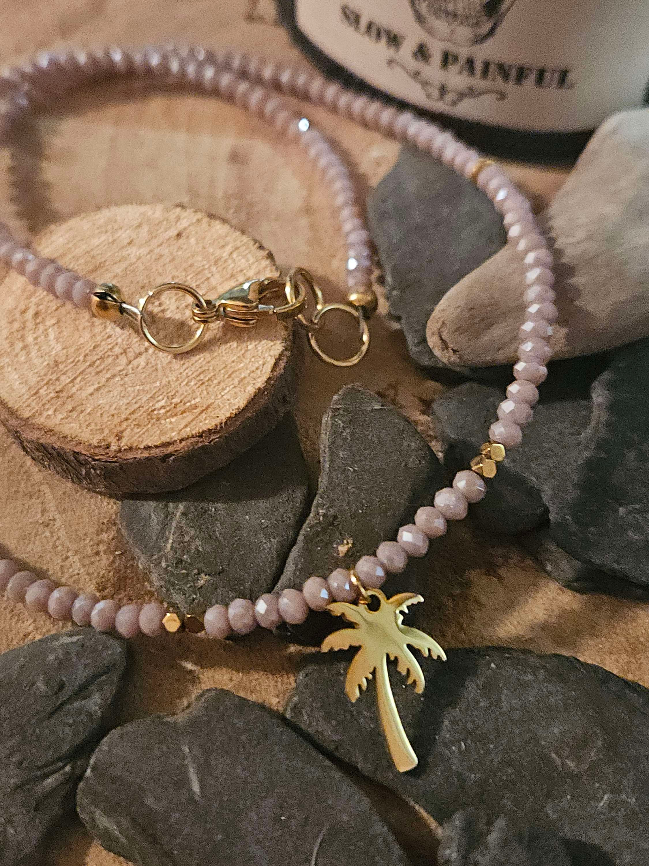 collier perles palmier